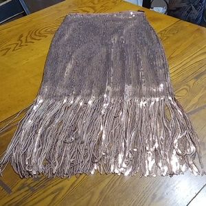 Lulu's SKIRT Womens SMALL COPPER SEQUENCE SKIRT  Cocktail Party NEW Long